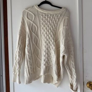 Gap Oversized Cotton Cable Knit Sweater in Cream XS/S NWT